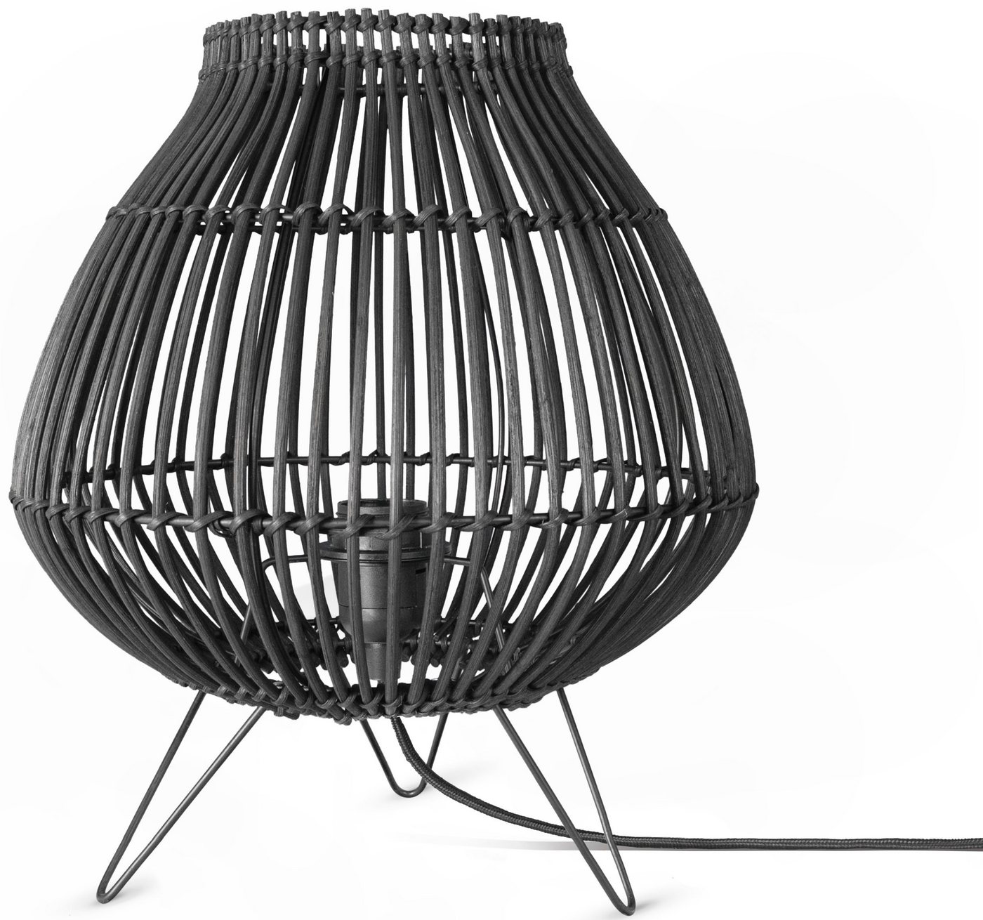 Paco Home Tischleuchte PURI, ohne Leuchtmittel, Rattan Korblampe Nacht LED Dreibein Boho E27 von Paco Home