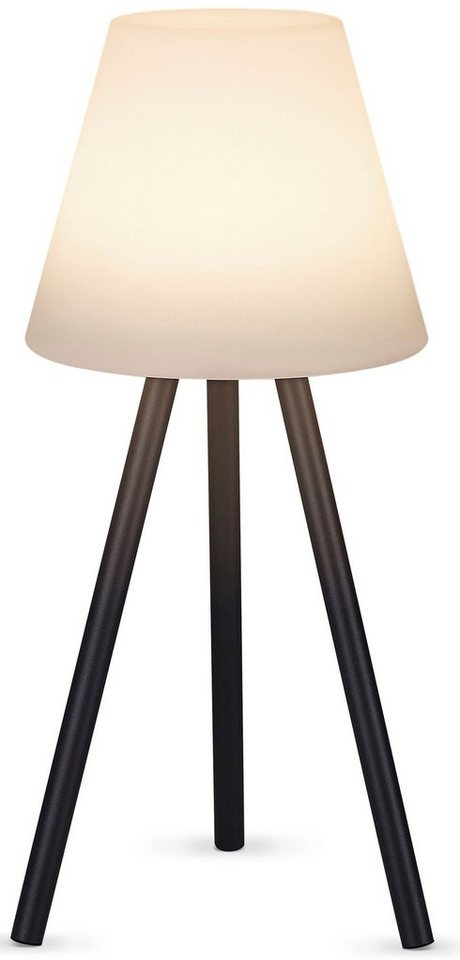 Paco Home Tischleuchte ROBIN, LED fest integriert, Dreibein Outdoor Balkon Für Außen LED Lampe Retro Skandi von Paco Home