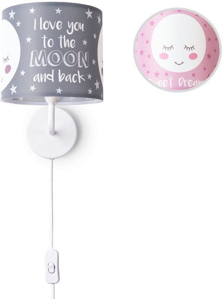 Paco Home Wandleuchte Aleyna 103, LED fest integriert, Kinderlampe Babyzimmer Kinderzimmer âˆ…18cm Mond Kabel 3m E14 von Paco Home