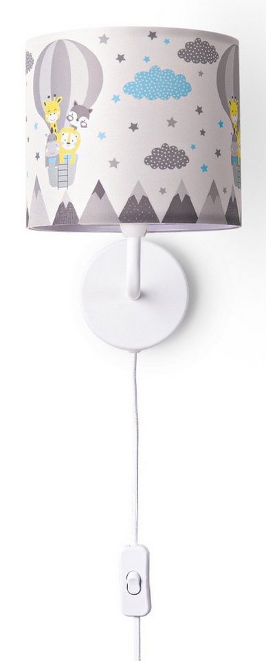 Paco Home Wandleuchte Cosmo 343, ohne Leuchtmittel, Lampe Kinderzimmer Stecker âˆ…18cm Heißluftballon Tiere Kabel 3m E14 von Paco Home