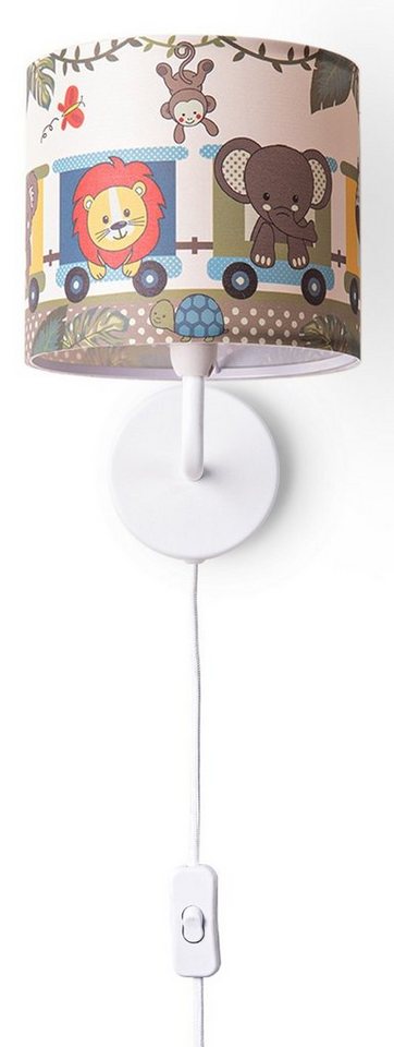 Paco Home Wandleuchte Diamond 635, ohne Leuchtmittel, Kinderlampe Innen Mit âˆ…18cm Zoo Tiere Zug Kabellänge 3m E14 von Paco Home