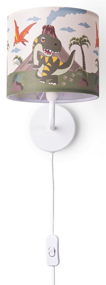 Paco Home Wandleuchte Diamond 636, ohne Leuchtmittel, Lampe Kinderzimmer Mit âˆ…18cm Dinosaurier Kabel 3m E14 von Paco Home