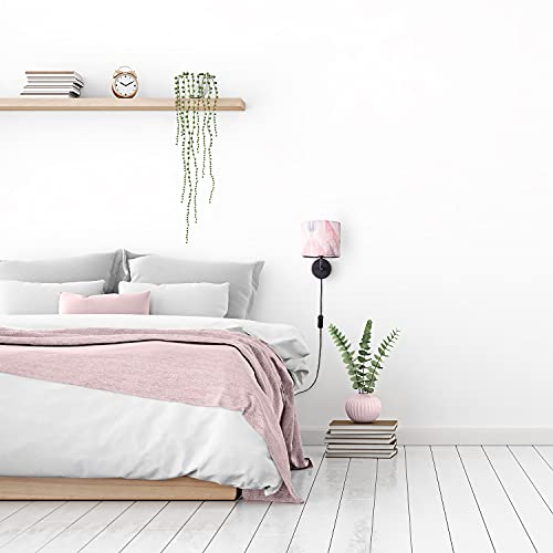 Paco Home Wandleuchte Stofflampenschirm Wandlampe Wohnzimmer E14 Vintage Retro Punkte Rund Geometrisch Mit Stecker und Kabel von Paco Home