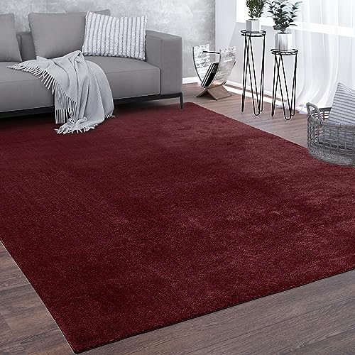 Paco Home Waschbarer Teppich Wohnzimmer Kurzflor In Waschmaschine Weich rutschfest Modern Einfarbiges Muster Waschbar Rot, Grösse:240x340 cm von Paco Home