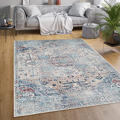 Paco Home Waschbarer Teppich Wohnzimmer Schlafzimmer Vintage Muster Flachgewebe Modern Orientalisch Ornament Pastell, Grösse:160x220 cm, Farbe:Bunt 4 von Paco Home