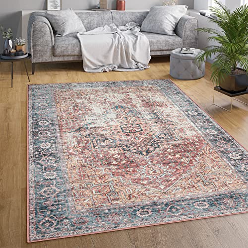 Paco Home Waschbarer Teppich Wohnzimmer Schlafzimmer Vintage Muster Flachgewebe Modern Orientalisch Ornament Pastell, Grösse:200x280 cm, Farbe:Bunt 3 von Paco Home