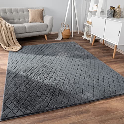 Paco Home Weicher Flauschiger moderner Bubble Wohnzimmer Teppich Hochflor Fell Geometrisches Design Hoch-Tief-Effekt, Grösse:200x280 cm, Farbe:Anthrazit 2 von Paco Home