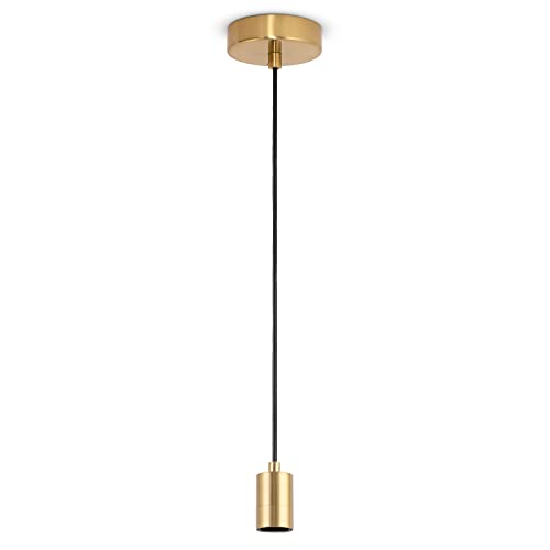 Paco Home Deckenlampe Pendellampe Deckenleuchte Kompatibel Mit Lampenschirm Hängelampe Lampenfasssung E27 Textilkabel Kürzbar 1-Flammig Messing von Paco Home