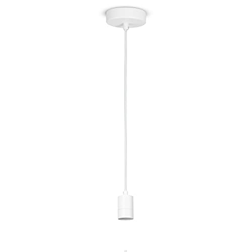 Paco Home Deckenlampe Pendellampe Deckenleuchte Kompatibel Mit Lampenschirm Hängelampe Lampenaufhängung E27 Textilkabel Kürzbar Fassung 1-Flammig Weiß von Paco Home