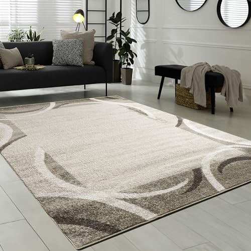 Paco Home Wohnzimmer Teppich Bordüre Kurzflor Meliert Modern Hochwertig Schwarz Braun, Grösse:60x100 cm von Paco Home