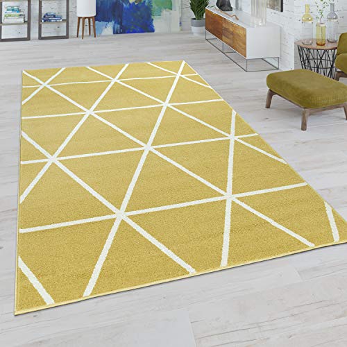 Paco Home Wohnzimmer Teppich Moderne Pastell Farben Skandinavischer Stil Rauten Muster, Grösse:70x140 cm, Farbe:Gelb von Paco Home