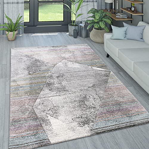 Paco Home Wohnzimmer Teppich in Pastell Farben, Moderne Rauten Dreieck u. Zick-Zack Muster, Grösse:160x230 cm, Farbe:Bunt von Paco Home