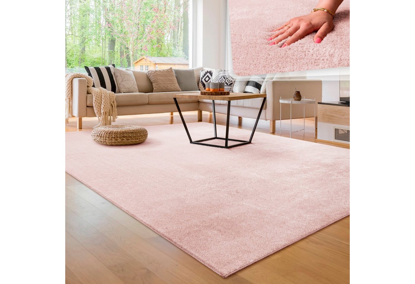 Teppich Cadiz 630, Paco Home, rechteckig, Höhe: 14 mm, Uni-Farben, besonders weich, waschbar, auch als Läufer erhältlich von Paco Home