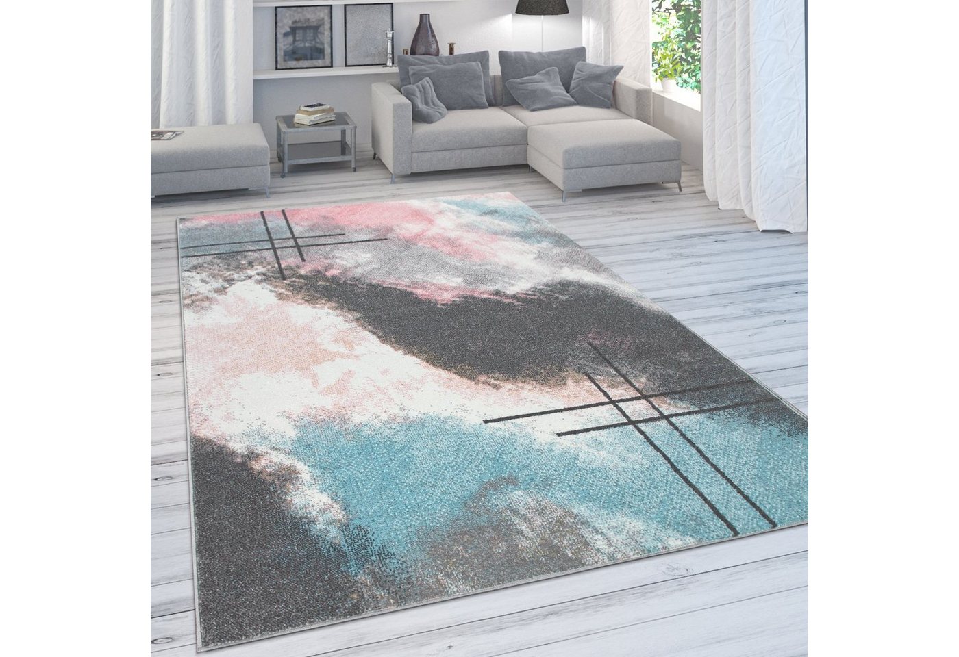 Teppich Farbverlauf Pastellfarben Abstrakt Teppich, Paco Home, Läufer, Höhe: 13 mm von Paco Home