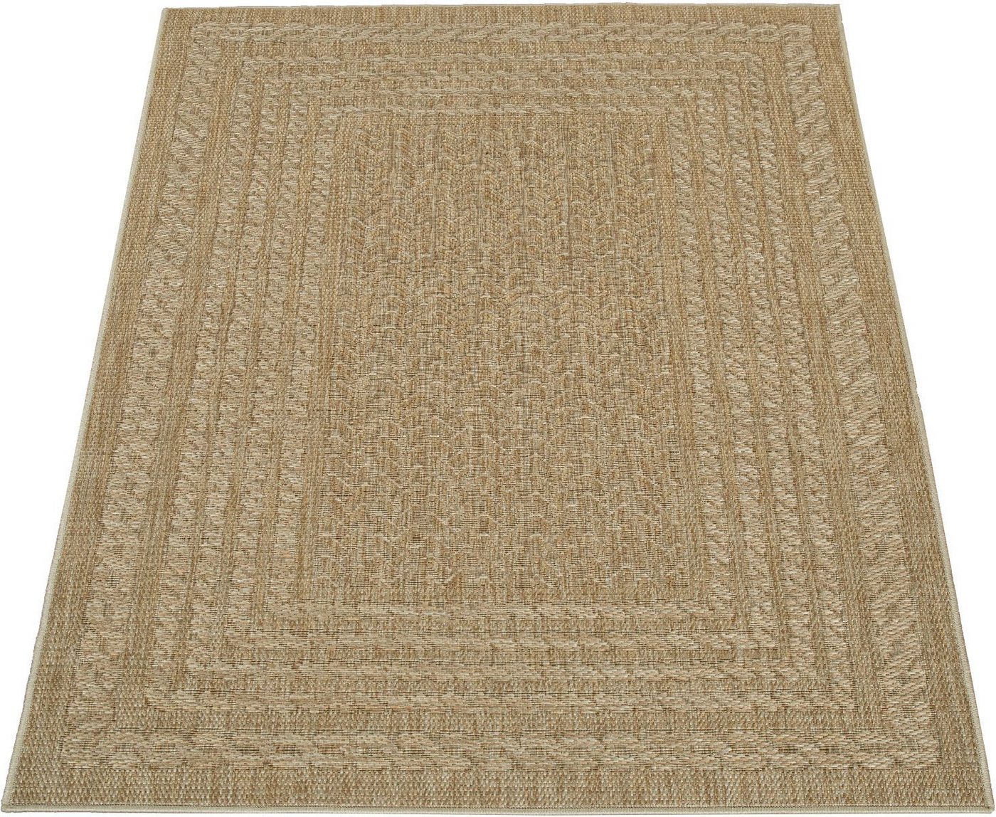 Teppich Liege 390, Paco Home, rechteckig, Höhe: 4 mm, Flachgewebe, melierte Sisal Optik, mit Bordüre, Outdoor geeignet von Paco Home