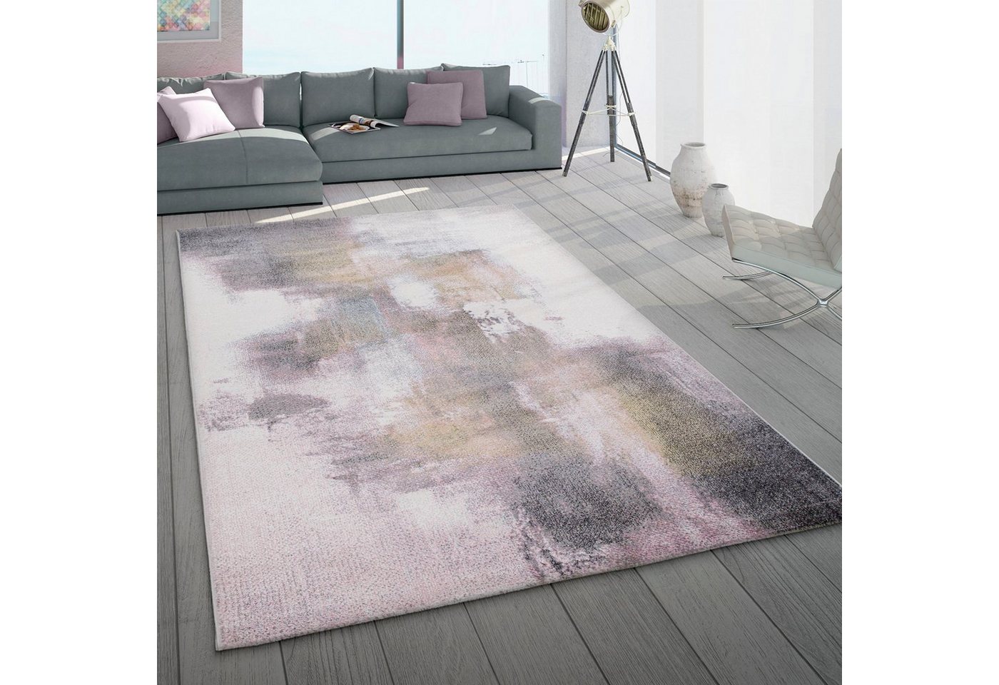 Teppich Mero 107, Paco Home, rechteckig, Höhe: 16 mm, Kurzflor, modernes Design, Pastell-Farben, melierte Used-Optik von Paco Home