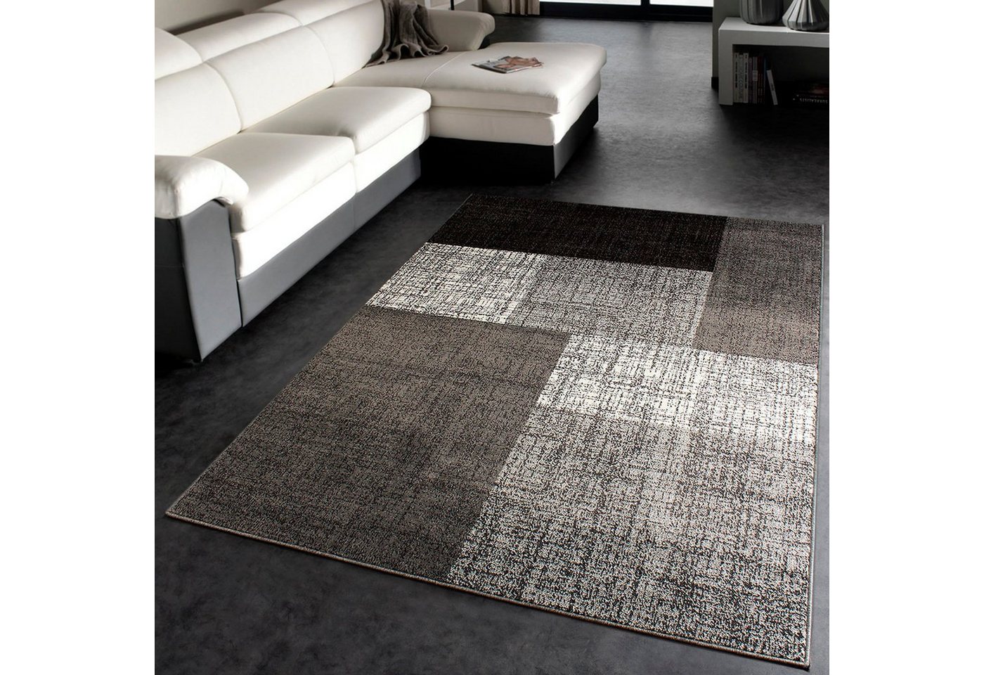 Teppich Mondial 105, Paco Home, rechteckig, Höhe: 13 mm, Kurzflor, modernes Karo Muster, ideal im Wohnzimmer & Schlafzimmer von Paco Home