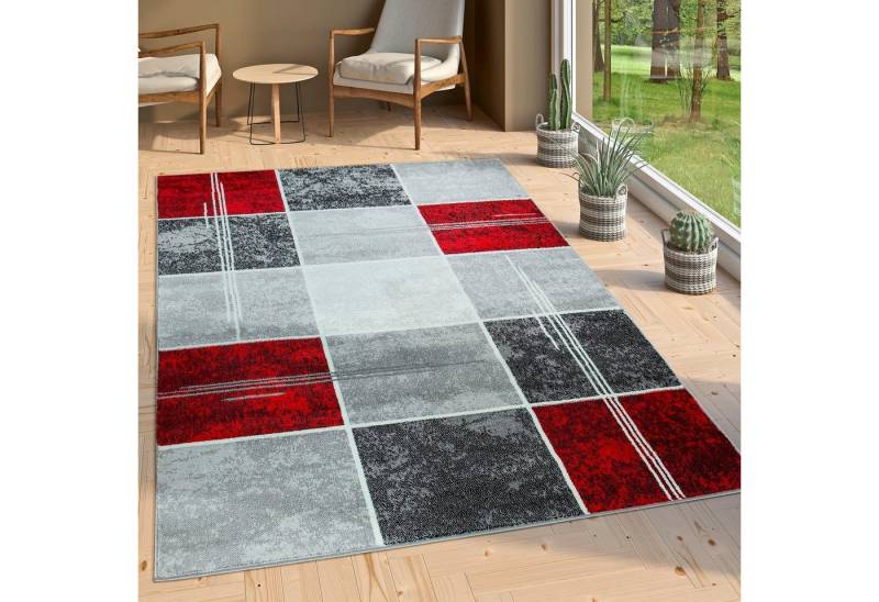 Paco Home Teppich Sinai 057, rechteckig, Höhe: 13 mm, Kurzflor, Karo Muster mit Marmor Optik, ideal im Flur & Schlafzimmer von Paco Home