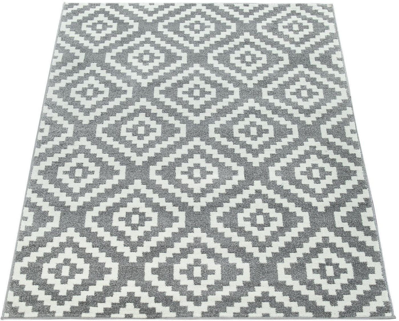 Paco Home Teppich Stella 400, rechteckig, Höhe: 16 mm, Kurzflor, Pastell Farben, Rauten Design, Wohnzimmer von Paco Home