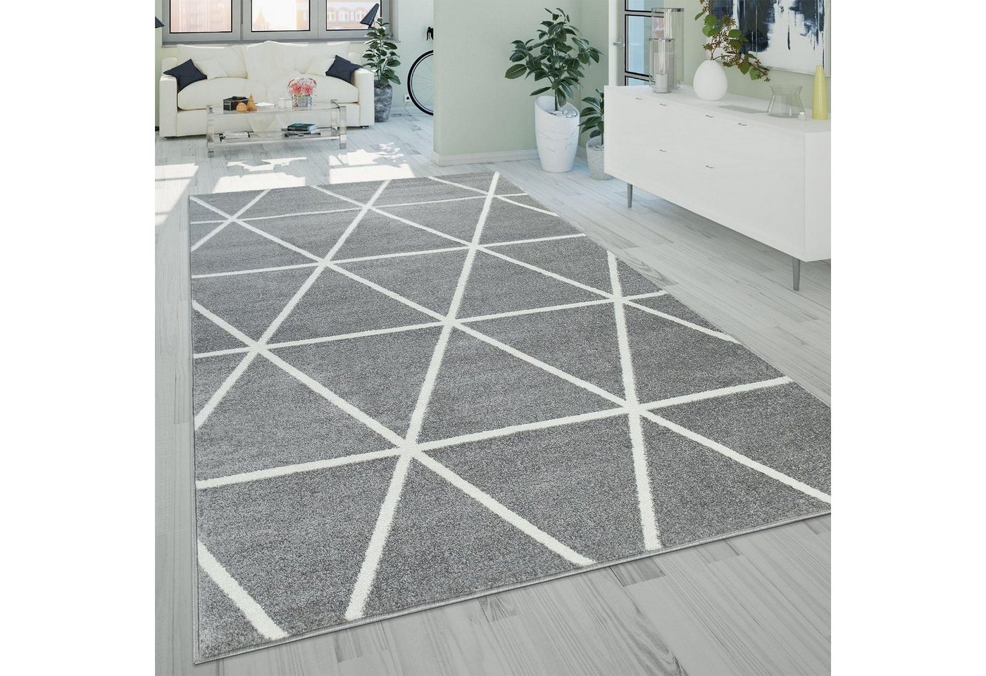 Paco Home Teppich Stella 401, rechteckig, Höhe: 16 mm, Kurzflor, Pastellfarben, Rauten Design, Skandi Muster, Kundenliebling Paco Home Teppich Stella 401, rechteckig, Höhe: 16 mm, Kurzflor, Pastellfarben, Rauten Design, Skandi Muster, Kundenliebling von Paco Home