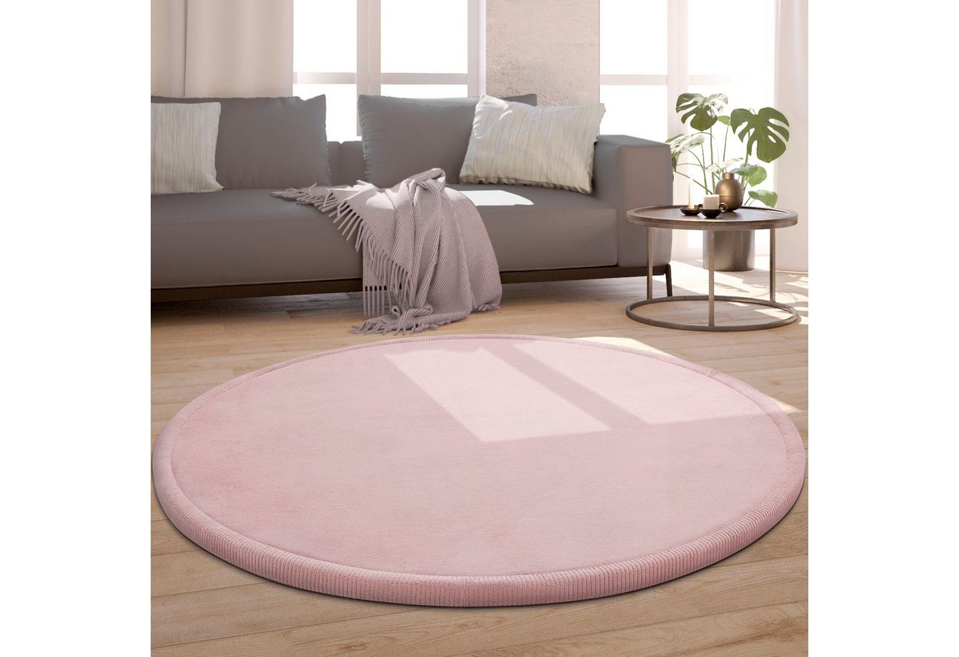 Teppich Tatami 475, Paco Home, rund, Höhe: 24 mm, Kurzflor, Uni Farben, mit Memory Foam, waschbar von Paco Home