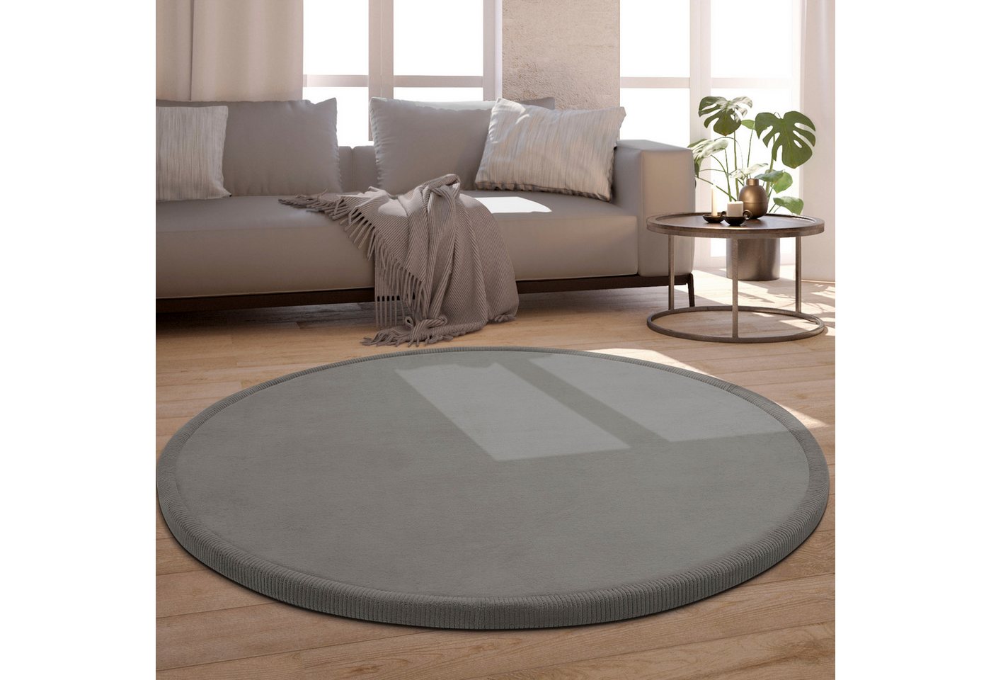 Teppich Tatami 475, Paco Home, rund, Höhe: 24 mm, Kurzflor, Uni Farben, mit Memory Foam, waschbar von Paco Home