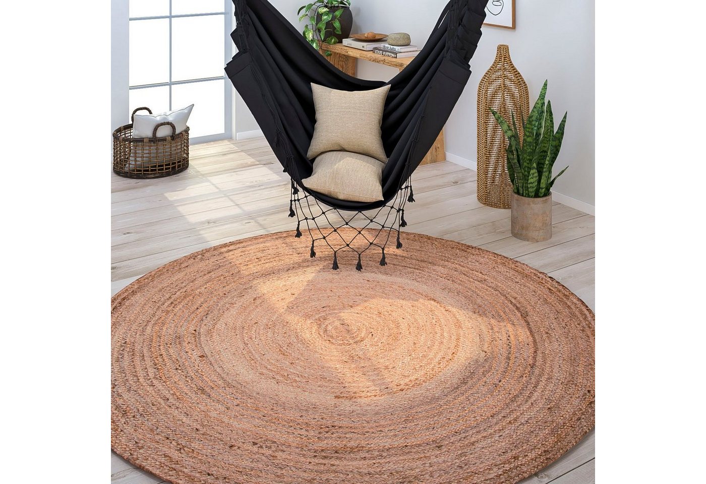 Teppich Viborg 595, Paco Home, rund, Höhe: 13 mm, Jute, Modern, Boho, Handgefertigter Natur-Teppich von Paco Home