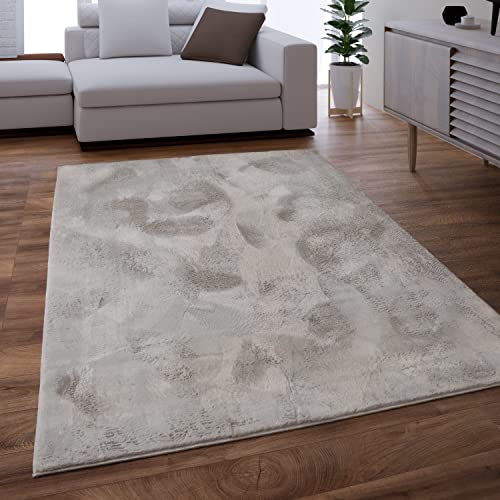 Teppich Wohnzimmer Kunstfell Plüsch Hochflor Shaggy Super Soft In Grau, Grösse:60x90 cm von Paco Home