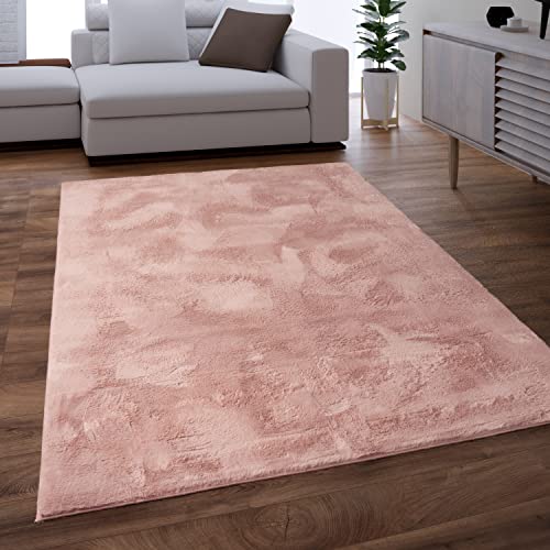 Teppich Wohnzimmer Kunstfell Plüsch Hochflor Shaggy Super Soft In Pink, Grösse:60x90 cm von Paco Home