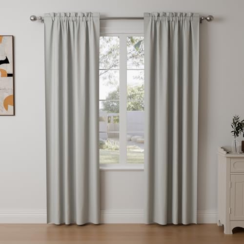Pacok Verdunklungsvorhänge 2er Set Gardinen Blickdicht Thermo Hitzeschutz Gardine Lichtundurchlässig für Schlafzimmer Wohnzimmer,Grau Vorhänge Verdunkelnd H 245 x B 140 cm von Pacok