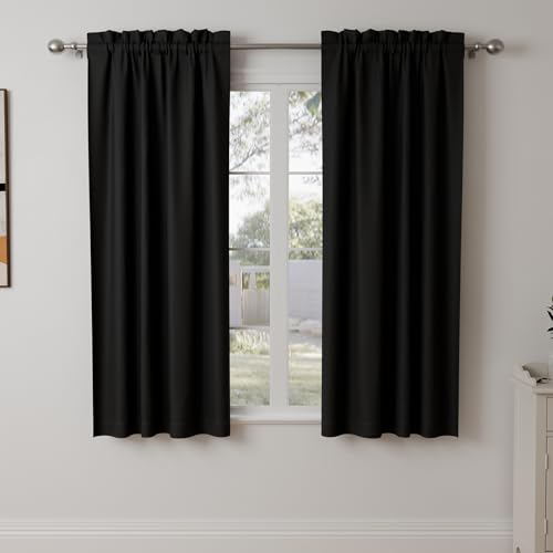 Pacok Verdunklungsvorhänge 2er Set Gardinen Blickdicht Thermo Hitzeschutz Gardine Lichtundurchlässig für Schlafzimmer Wohnzimmer,Schwarz Kurz Vorhänge Verdunkelnd H 137 x B 113 cm Pacok Verdunklungsvorhänge 2er Set Gardinen Blickdicht Thermo Hitzeschutz Gardine Lichtundurchlässig für Schlafzimmer Wohnzimmer,Schwarz Kurz Vorhänge Verdunkelnd H 137 x B 113 cm von Pacok