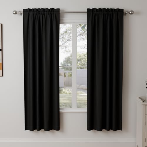 Pacok Verdunklungsvorhänge 2er Set Gardinen Blickdicht Thermo Hitzeschutz Gardine Lichtundurchlässig für Schlafzimmer Wohnzimmer,Schwarz Vorhänge Verdunkelnd H 175 x B 140 cm Pacok Verdunklungsvorhänge 2er Set Gardinen Blickdicht Thermo Hitzeschutz Gardine Lichtundurchlässig für Schlafzimmer Wohnzimmer,Schwarz Vorhänge Verdunkelnd H 175 x B 140 cm von Pacok