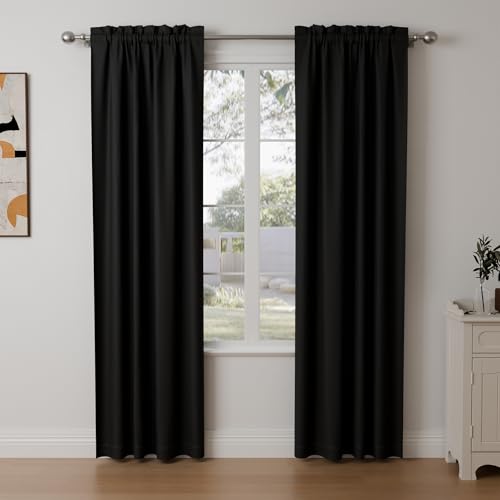 Pacok Verdunklungsvorhänge 2er Set Gardinen Blickdicht Thermo Hitzeschutz Gardine Lichtundurchlässig für Schlafzimmer Wohnzimmer,Schwarz Vorhänge Verdunkelnd H 245 x B 140 cm Pacok Verdunklungsvorhänge 2er Set Gardinen Blickdicht Thermo Hitzeschutz Gardine Lichtundurchlässig für Schlafzimmer Wohnzimmer,Schwarz Vorhänge Verdunkelnd H 245 x B 140 cm von Pacok