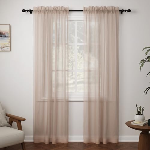Pacok Voile Vorhänge Transparent Gardinen für Wohnzimmer Modern,2er Set Lang Vorhang Durchsichtig Khaki Rod Tasche für Schlafzimmer H225 x B150cm Pacok Voile Vorhänge Transparent Gardinen für Wohnzimmer Modern,2er Set Lang Vorhang Durchsichtig Khaki Rod Tasche für Schlafzimmer H225 x B150cm von Pacok