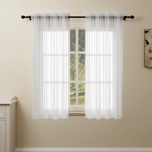 Pacok Vorhänge Weiß Transparente 2er Set Voile Gardinen für Wohnzimmer Modern,Kurz Vorhang Durchsichtig Rod Tasche für Schlafzimmer H145 x B150cm Pacok Vorhänge Weiß Transparente 2er Set Voile Gardinen für Wohnzimmer Modern,Kurz Vorhang Durchsichtig Rod Tasche für Schlafzimmer H145 x B150cm von Pacok