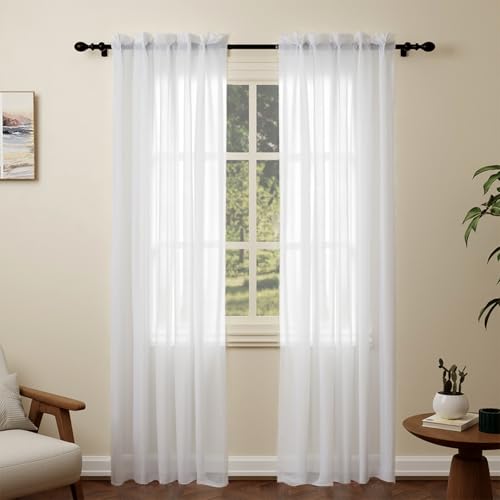 Pacok Vorhänge Weiß Transparente 2er Set Voile Gardinen mit Kräuselband Wohnzimmer Modern,Lang Vorhang Durchsichtig Rod Tasche für Schlafzimmer H245 x B150cm Pacok Vorhänge Weiß Transparente 2er Set Voile Gardinen mit Kräuselband Wohnzimmer Modern,Lang Vorhang Durchsichtig Rod Tasche für Schlafzimmer H245 x B150cm von Pacok