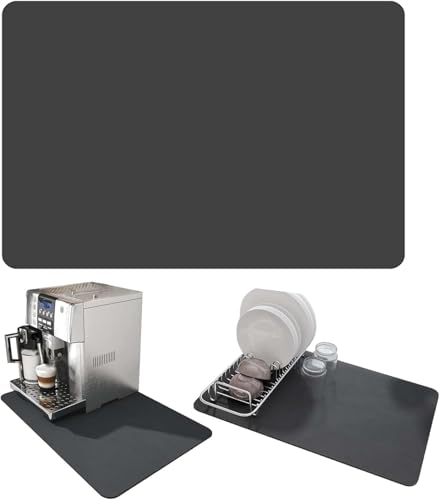 Kaffeemaschine Abtropfmatte 40 x 30 cm Schnelltrocknend Abtropfmatte Abtropfmatte Geschirr Abtropfmatte Geschirr Kaffeemaschine Matte Kaffeematte Abtropfmatte für Kaffeemaschinen Küchen (Dunkelgrau) von PacuM