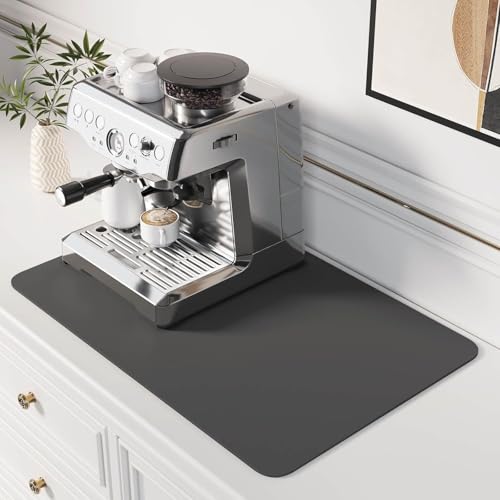 Kaffeemaschine Abtropfmatte 50 x 40 cm Schnelltrocknend Abtropfmatte Abtropfmatte Geschirr Abtropfmatte Geschirr Kaffeemaschine Matte Kaffeematte Abtropfmatte， für Kaffeemaschinen, Küchen（Dunkelgrau） von PacuM