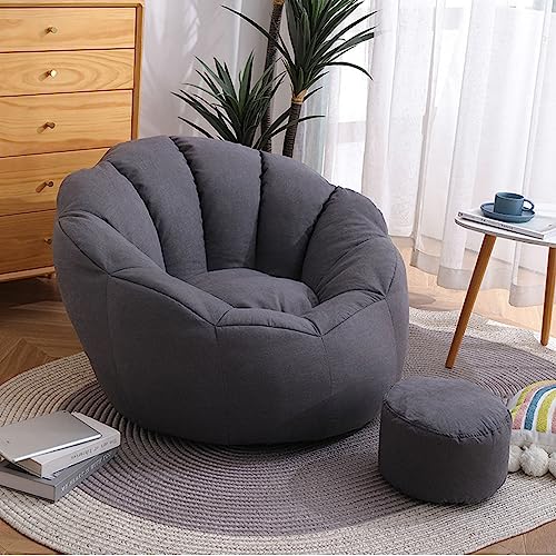 Lazy Bean Bag Chair Cover, Soft Bean Bag Cover (Cover Only, Without Filling) Versatile and Comfortable Seat Cushion 95 x 95 x 75cm Bean Bag for Soft Toy Clothes and Daily Use,Dark Gray von PacuM