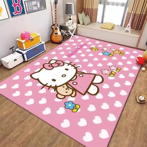 PacuM Anime Hello Kitty Teppich Teppich, Schlafzimmerteppiche, Weich Groß rutschfest Waschbar Teppich, Für Schlafzimmer, Flur Wohnzimmer Boden, Küche Badezimmer Teppich von PacuM