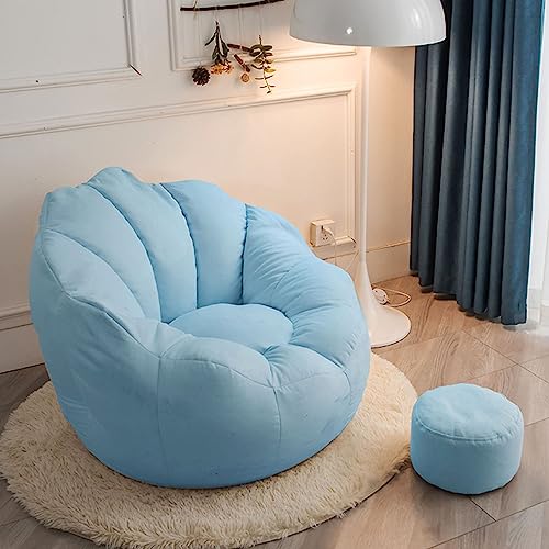 PacuM Bean Bag Chair Cover im Freien, (No Filler) Ultra Soft Teddy Fabric Lazy Sitzsack Stuhlbezug,Abnehmbarer Stuffed Animal Storage Sofa Chair Cover 85 x 65 x 65cm,Blau von PacuM