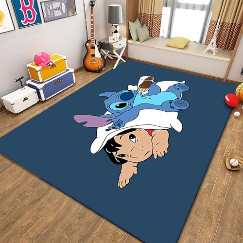 PacuM Kinderspielteppich,Stitch Teppich Cartoon Anime,Rutschfreies,Kinderzimmer Wohnzimmer Schlafzimmer Teppich,Teppiche Kid Play Bodenmatte,Cartoon-Teppich Kinderzimmerteppich von PacuM