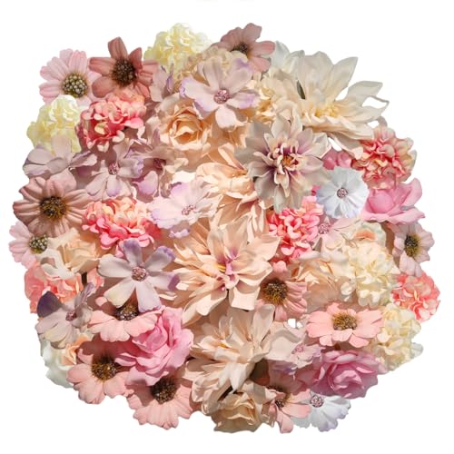 PacuM 40 Stück Mini Künstliche Blumen Kunstblumen Realistisch Künstliche Blüten Farbig SeidenblumenBlütenköpfe Deko-Blüten Kunstblumen zum Basteln für DIY Flowers Hochzeit Party Home Handwerk (Rosa) von PacuM