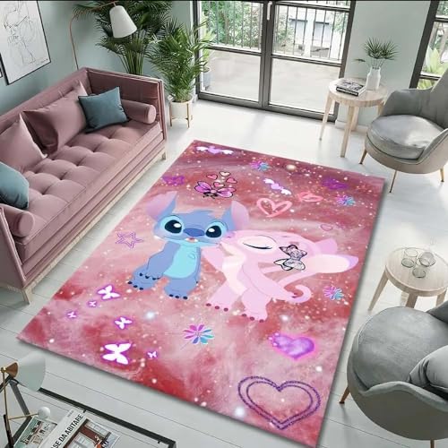 PacuM Teppich Anime Cartoon Weicher Stitch Teppich rutschfeste Badematte Fußmatten Für Wohnzimmer Schlafzimmer Büro Dekor- Kid Play Bodenmatte von PacuM