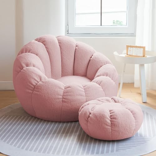 Plush Sitzsack-Bezug, Bean Bag Chair Sofa Cover (Without Filling) Lazy Sitzsack Stuhlbezug für Stofftier-Aufbewahrung und Memory-Schaum-Sitzsäcke für Erwachsene,Rosa von PacuM
