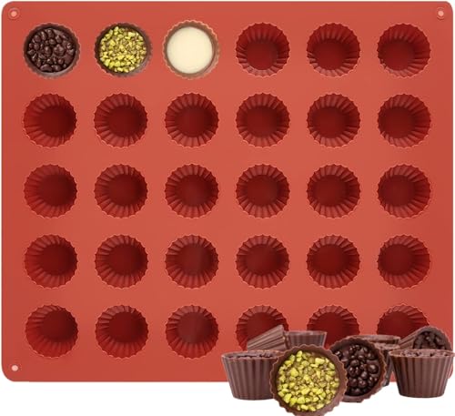 Silikonform Pralinen 30 Mulden Silikon Schokoladenform Silikonform Schokolade Schokoladenform Silikon Pralinenform Silikon Schokoladenform Peanut Butter Cups Form，Anwendbar Cupcakes Kuchen Eiswürfel von PacuM