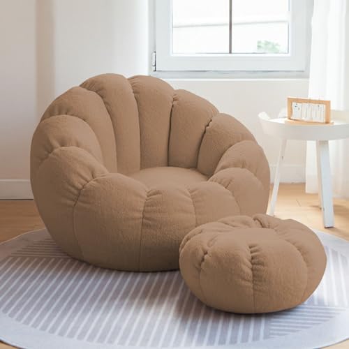 Sitzsackbezug ohne Füllung, Soft Bean Bag Cover Versatile and Comfortable Seat Cushion with Zips Bean Bag for Soft Toy Clothes and Daily Use 85 x 55 x 65cm,Messing von PacuM