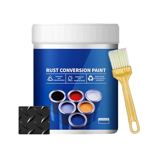 Weatherproof Rust Converter Paint for Metal, 300g/500g Rust Conversion Paint with Brush, 2-in-1 Rust Remover for Metal & Primer, No Mixing Required (Black,300g/10.6 Fl Oz) von PacuM