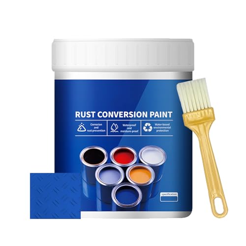Weatherproof Rust Converter Paint for Metal, 300g/500g Rust Conversion Paint with Brush, 2-in-1 Rust Remover for Metal & Primer, No Mixing Required (Blue,300g/10.6 Fl Oz) von PacuM