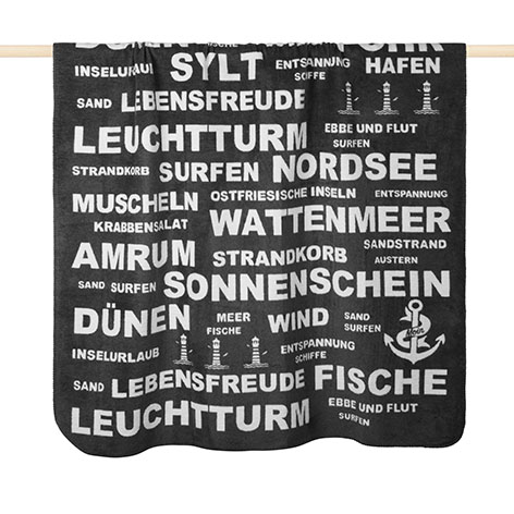 Pad Home Design Decke 150 x 200 cm TYPO NORDSEE ca. 150x200 cm in dark grey von Pad Home Design